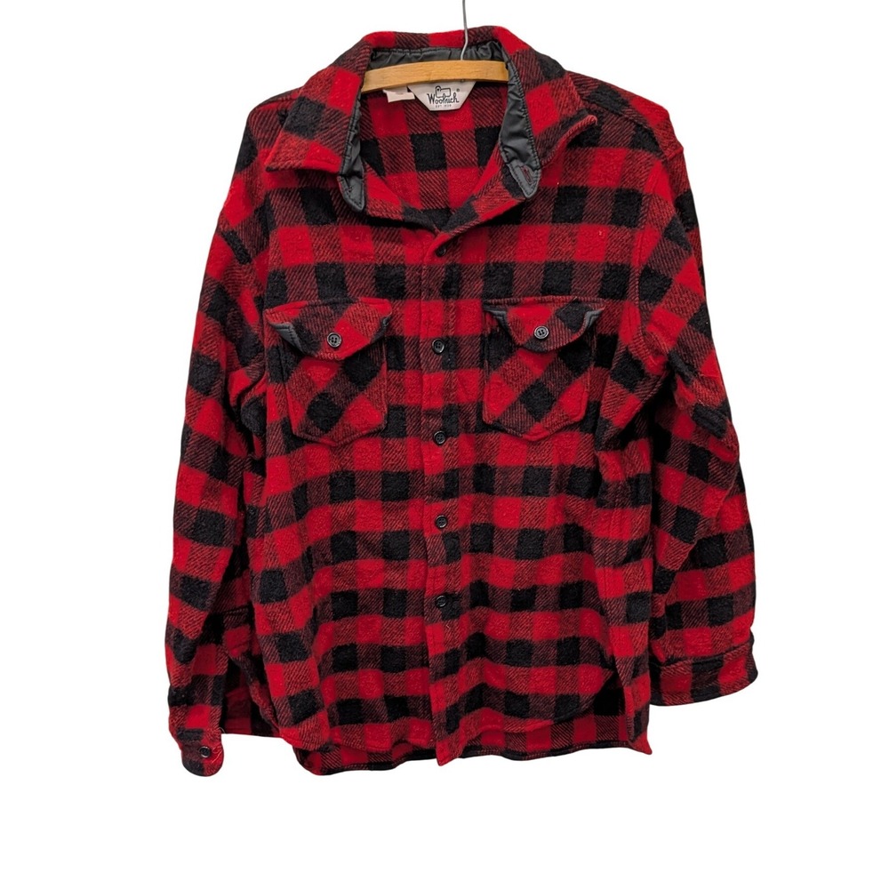 Vintage Woolrich Men's Buffalo Plaid Wool Blend Shirt Jacket Red Black- Size L